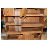 Large Wood Veneer Storage Cabinet with Shelves and Doors