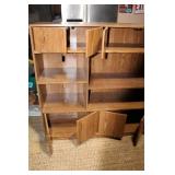 Large Wood Veneer Storage Cabinet with Shelves and Doors
