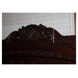 Dark Wood King Size Bed Frame with Carved Details