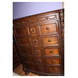 Carved Wood Bedroom Chest with 12 Drawers and Ornate Detailing