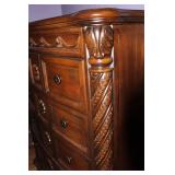 Carved Wood Bedroom Chest with 12 Drawers and Ornate Detailing
