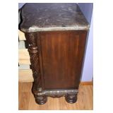 Marble Top Ornate Wood Chest with Drawers