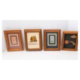 Set of 4 Small Artworks – Includes Cross-Stitched Pieces
