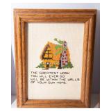 Set of 4 Small Artworks – Includes Cross-Stitched Pieces