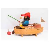 Vintage Steinbach Fisherman  Wind-Up Music Box & Incense Burner