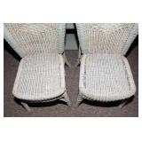 Vintage White Wicker Table with 2 Chairs – Crackled Patina
