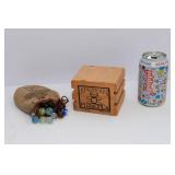 Assortment of Marbles – American Marbles Co. Sealed Box and Bag of Marbles