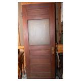 Antique Solid Wood Door with Etched Glass Inlay