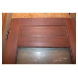 Antique Solid Wood Door with Etched Glass Inlay