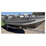 1999 Northwoods 1675 DLX Fisherman 16" Tiller 40hp 2 stroke and Northwoods Trailer.