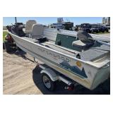 1999 Northwoods 1675 DLX Fisherman 16" Tiller 40hp 2 stroke and Northwoods Trailer.