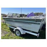 1992 Sylvan Sportster 19’ runabout with Mercruiser 3.0L and roller trailer.  Fish and ski package with bimini and cover.  Tube and skis are included in sale.