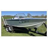 1976 StarCraft 18’ Runabout with 120hp Mercruiser and roller trailer.  Fish and ski package with closed bow.