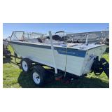 1976 StarCraft 18’ Runabout with 120hp Mercruiser and roller trailer.  Fish and ski package with closed bow.