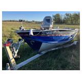 1989 Sylvan 15’ Side Console with trailer.  NO motor.  Great project boat.