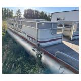 1984 Weres Aqua Deck 24’ pontoon with NO motor and NO trailer.  Floor is good but upholstery needs some work.