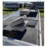 1994 Tracker Guide V16 16’ tiller with 2008 Mercury 25hp 4 stroke and Shorelander bunk trailer.  It has 3 seats, trolling motor, and depth finder.