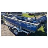 1990 Lund 1600 Stinger 16’ tiller with 2008 Yamaha 50hp 2 stroke with power trim and tilt and EZ Loader roller trailer.
