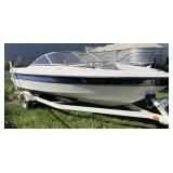 2003 Bayliner 1850 Capri Runabout with Mercruiser 3.0L and bunk trailer.  Runabout v-hull open bow with snap on cover and bimini.