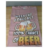 Port & Company Weekend Forecast Beer T-Shirt XL Pink - New *P
