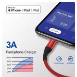 2 Brand New Amaitree Lightning Cables (4 total), 6Ft - 2Packs Apple MFi Certified 3A Fast Charging iPhone Charger Cable, iPhone USB to Lightning Cable for iPhones Red