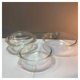 Clear Pyrex and Fire King Bakers