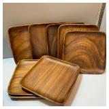 MCM Teak Square Platters and Salad Bowls