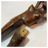 Handmade Philippine Basket with Lid and Handles, 2 Philippine Wood Nude Lady Nutcrackers