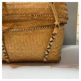Handmade Philippine Basket with Lid and Handles, 2 Philippine Wood Nude Lady Nutcrackers