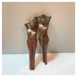 Handmade Philippine Basket with Lid and Handles, 2 Philippine Wood Nude Lady Nutcrackers