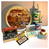 Fun Games and Collectibles - Lienenkugel Metal Tray, Disney Beverage Cans and Starbucks Espresso Cup