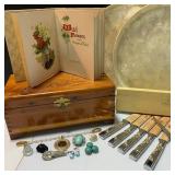 Vintage Chargers, Box, Knives, Book, Jewelry