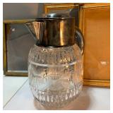 German Crystal Pitcher and 3 vintage frames