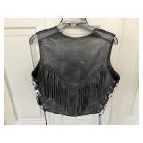 Awesome Black Leather Vest with Fringe