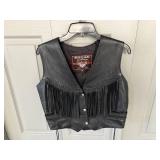 Awesome Black Leather Vest with Fringe
