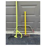 Yellow and Silver Cant Hook, Splitting Maul, Buck Saw