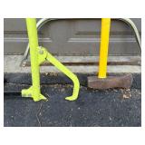 Yellow and Silver Cant Hook, Splitting Maul, Buck Saw