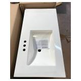 Glacier Bay Bannister 37 in. Single Sink White Bath Vanity with Granite-Look Colorpoint White Cultured Marble Top (Assembled)  Customer Returns See Pictures