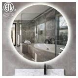 HOMLUX 32 in. W x 32 in. H Round Frameless LED Light with Anti-Fog Wall Mounted Bathroom Vanity Mirror  Customer Returns See Pictures
