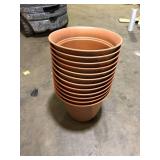 Vigoro 20 in. Mirabelle Large Clay Plastic Pot (20 in. D x 17 in. H) with Drainage Hole and Attached Saucer ( 12 Pack) Customer Returns See Pictures