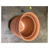 Vigoro 20 in. Mirabelle Large Clay Plastic Pot (20 in. D x 17 in. H) with Drainage Hole and Attached Saucer ( 12 Pack) Customer Returns See Pictures