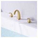 SUMERAIN Traditional Double Handle Tub Deck Mount Roman Tub Faucet with Corrosion Resistant in Brushed Gold   Customer Returns See Pictures
