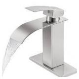 AKLFGN Waterfall Single Handle Single Hole Low-Arc Bathroom Faucet Bathroom Drip-Free Vanity Sink Faucet in Brushed Nickel  Customer Returns See Pictures