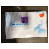 BWE Double-Handle 2-Spray 8in Rainfall Shower Head Wall Bar Shower Kit with Hand Shower Mixer Shower System Taps, Black   Customer Returns See Pictures