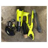 RYOBI ONE+ 18V  Blower and  String Trimmer,  w/ 4.0 Ah & 2.0 Ah Battery & (2) Chargers Customer Returns See Pictures