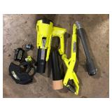 RYOBI ONE+ 18V  Blower and  String Trimmer,  w/ 4.0 Ah & 2.0 Ah Battery & (2) Chargers Customer Returns See Pictures
