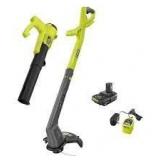 RYOBI ONE+ 18V  Blower and  String Trimmer,  w/ 4.0 Ah & 2.0 Ah Battery & (2) Chargers Customer Returns See Pictures