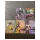 Collection of 5 NFL Rookie and Parallel Football Cards featuring Pickens, Woodson, Edwards, and Stover