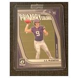 Set of 2 J.J. McCarthy Rookie Football Cards 2024 Optic Donruss Vikings