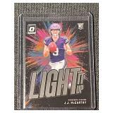 Set of 2 J.J. McCarthy Rookie Football Cards - 2024 Select & Donruss Optic Light It Up